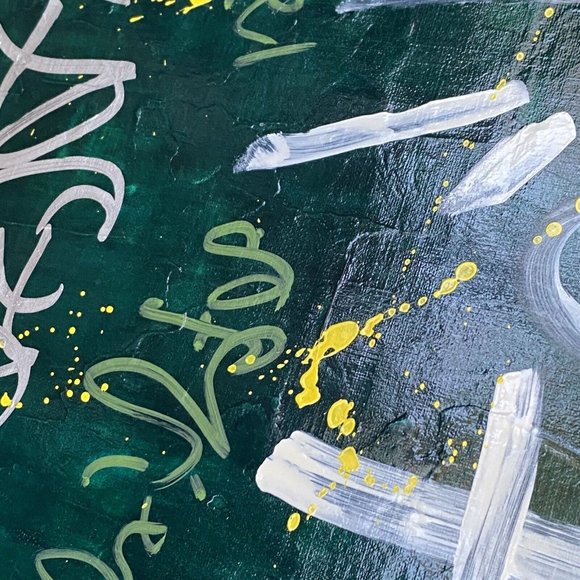 PROCLAMATION Original Wall Art Handmade Mixed Media Asian Fusion Painting 16x20 - Picture 3 of 10